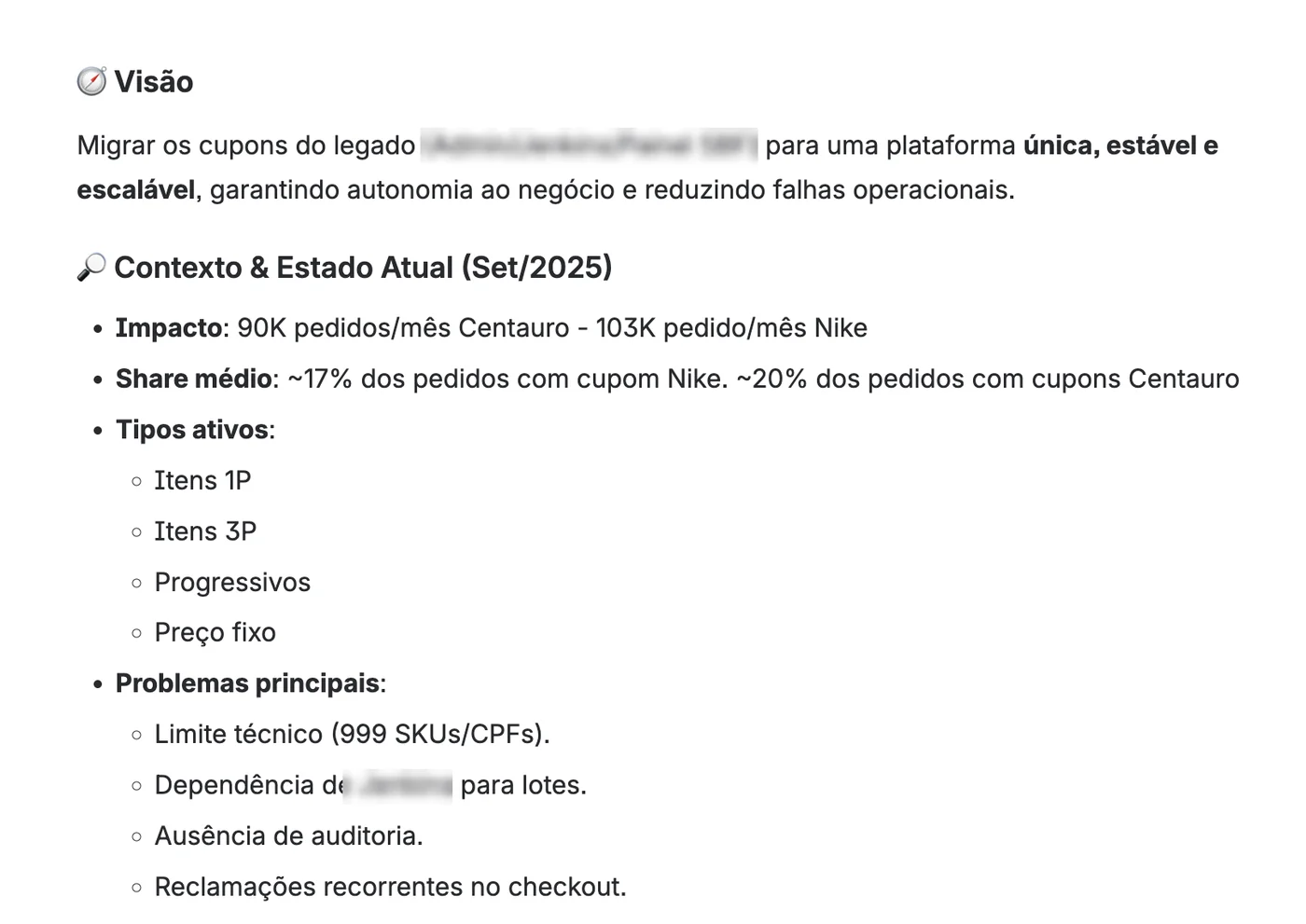 Documento de visão e estado atual